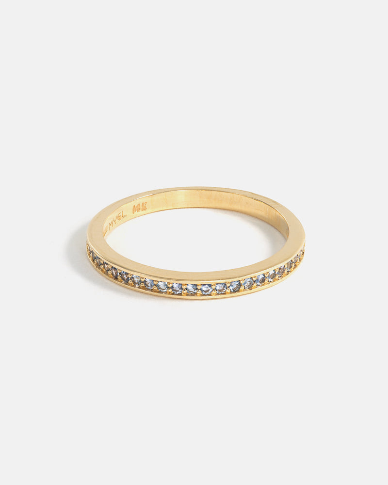 Pavé Ring in 14k Gold with Yogo Sapphires