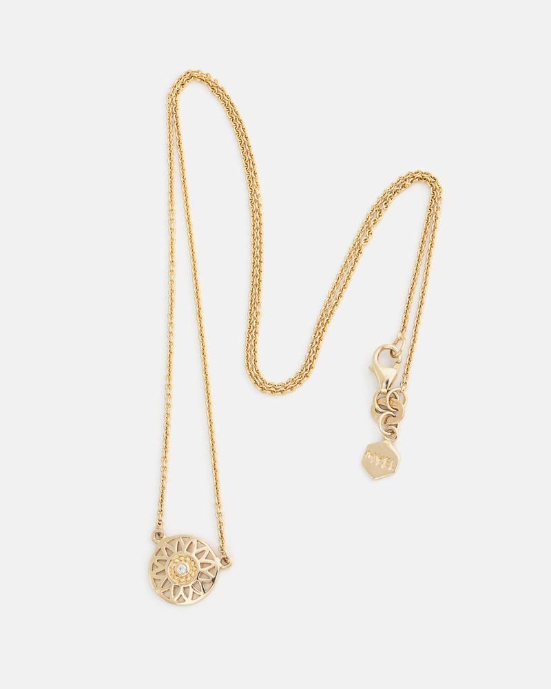 Helios Necklace in 14k Gold with a lab grown Diamond