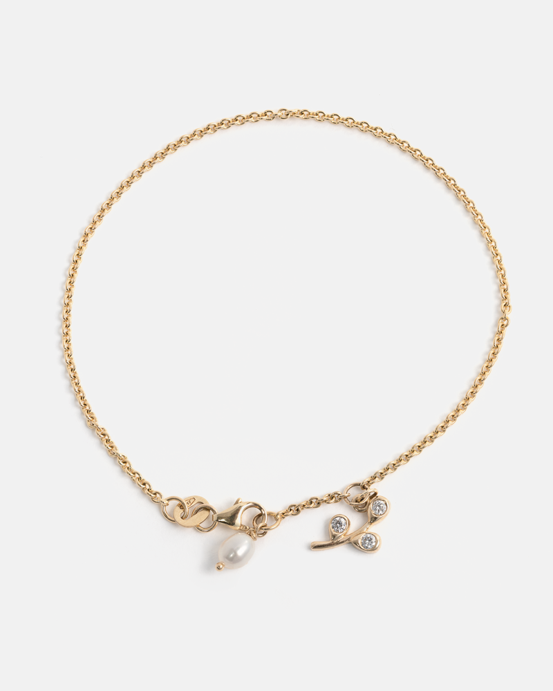 Bracelet Branche en Or avec Diamants de Laboratoire & Perle