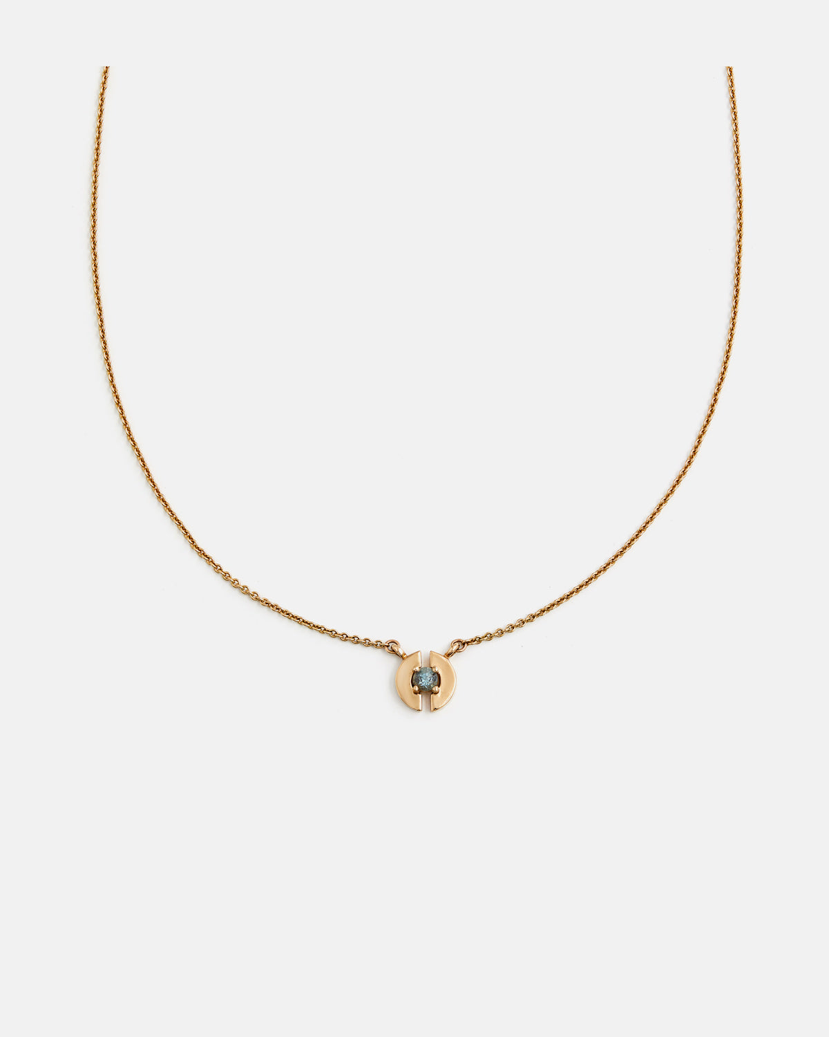 Stein Necklace in 14k Yellow Gold with Aquamarine