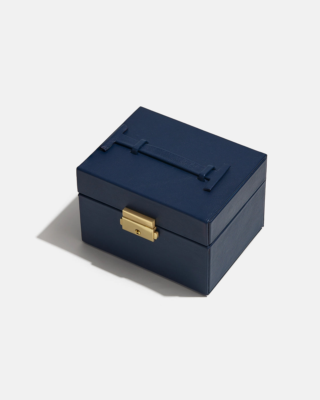 Handmade Leather Jewelry Box in Navy Blue