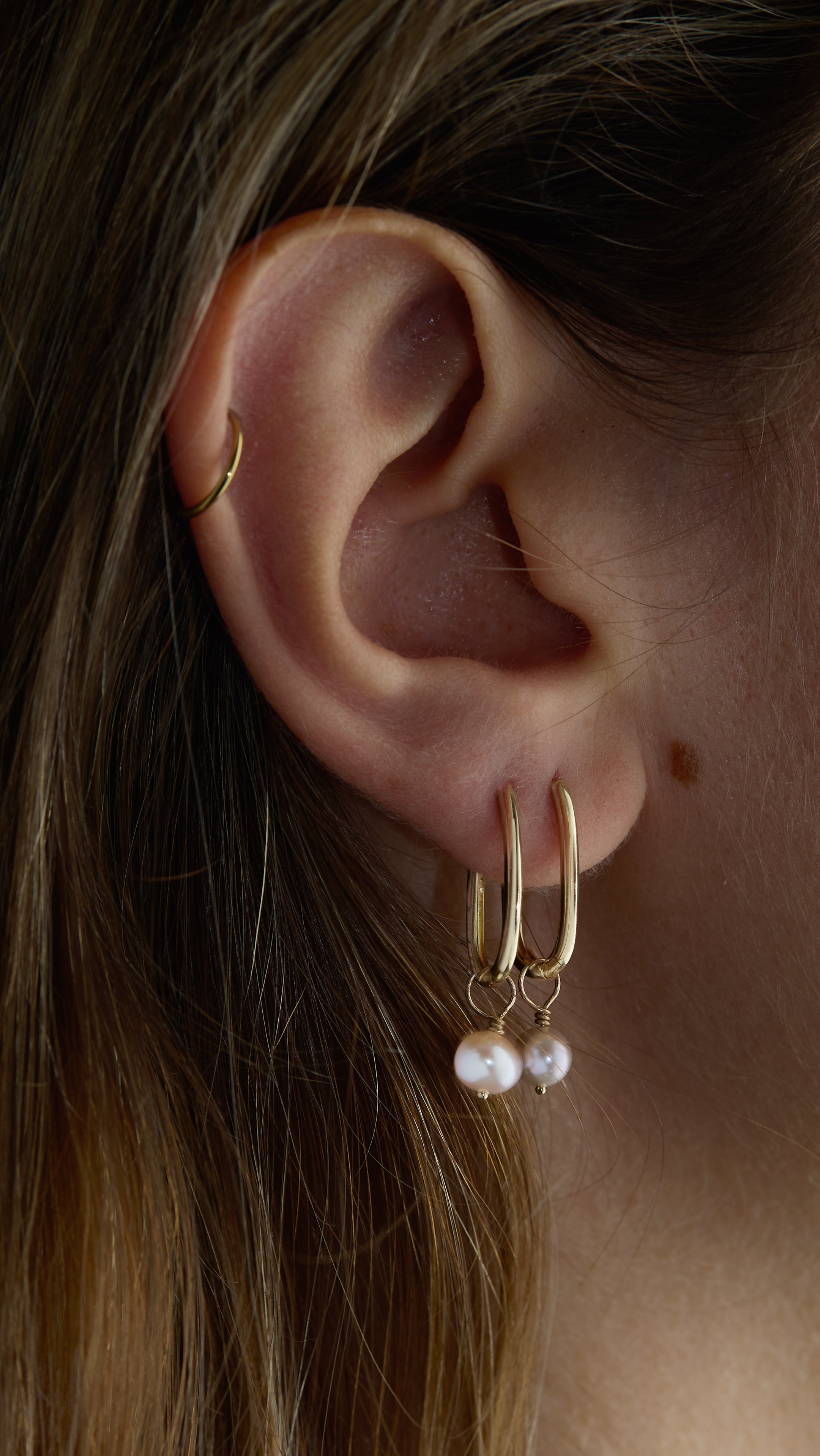 Pom-pom Pendants for Hoops in Gold with Freshwater Pink Pearls