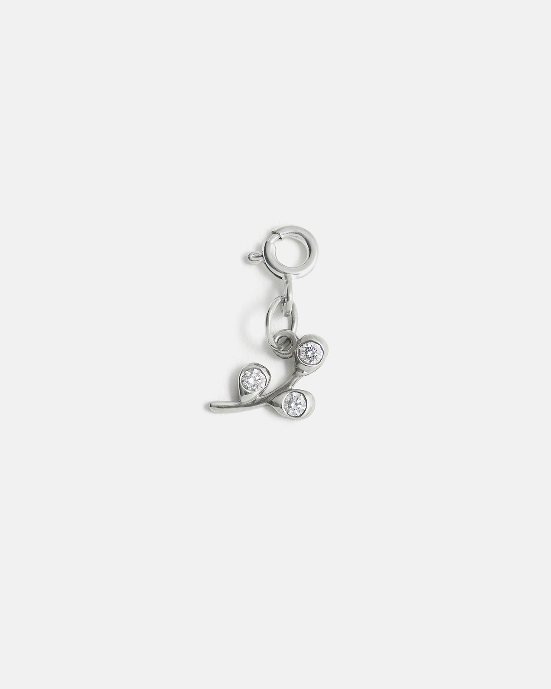 Branch Clip-on Charm in Silver with lab grown diamonds