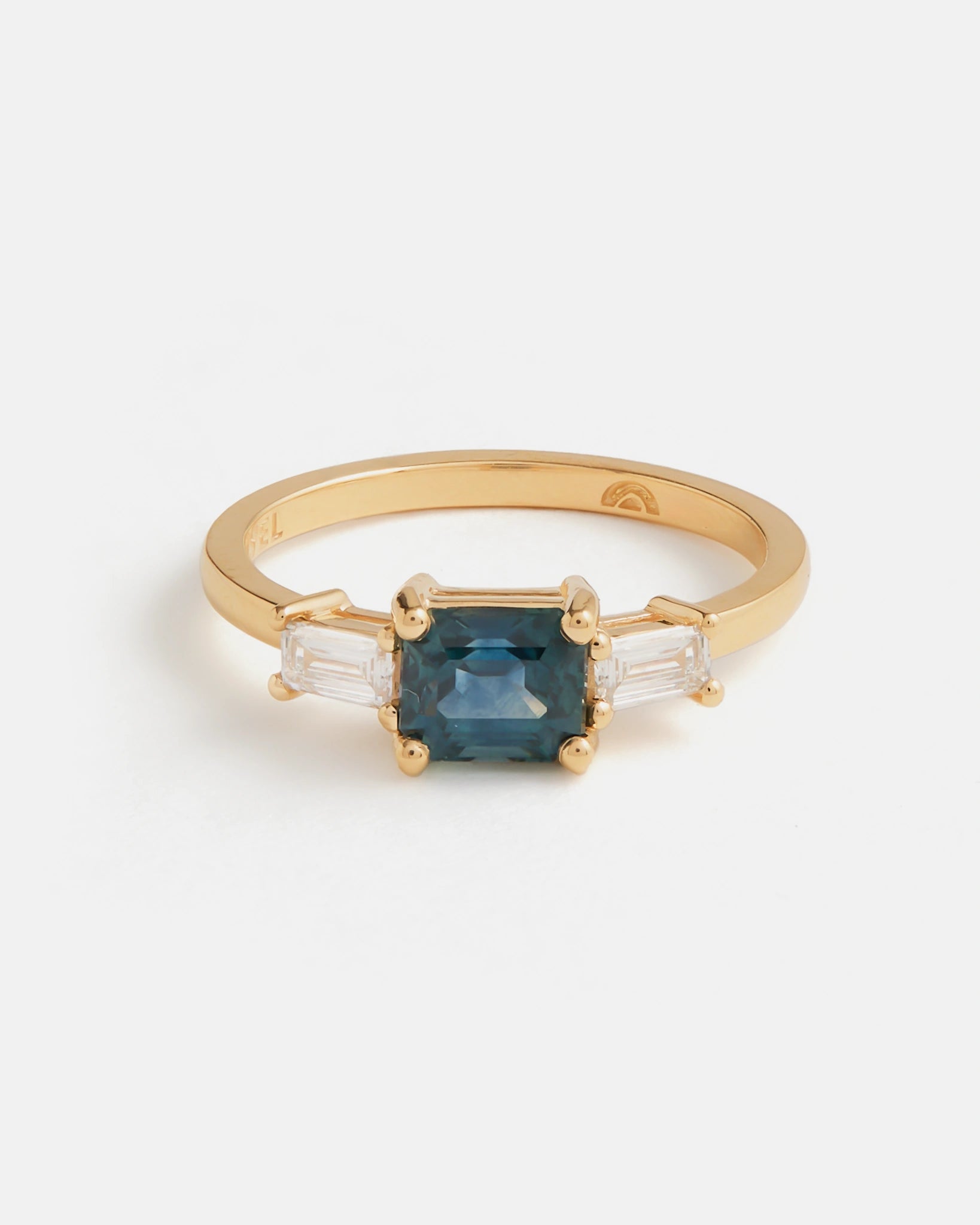 Emerald Cut Montana Sapphire Ring in 14K Fairmined Yellow Gold and Lab-Grown Diamonds