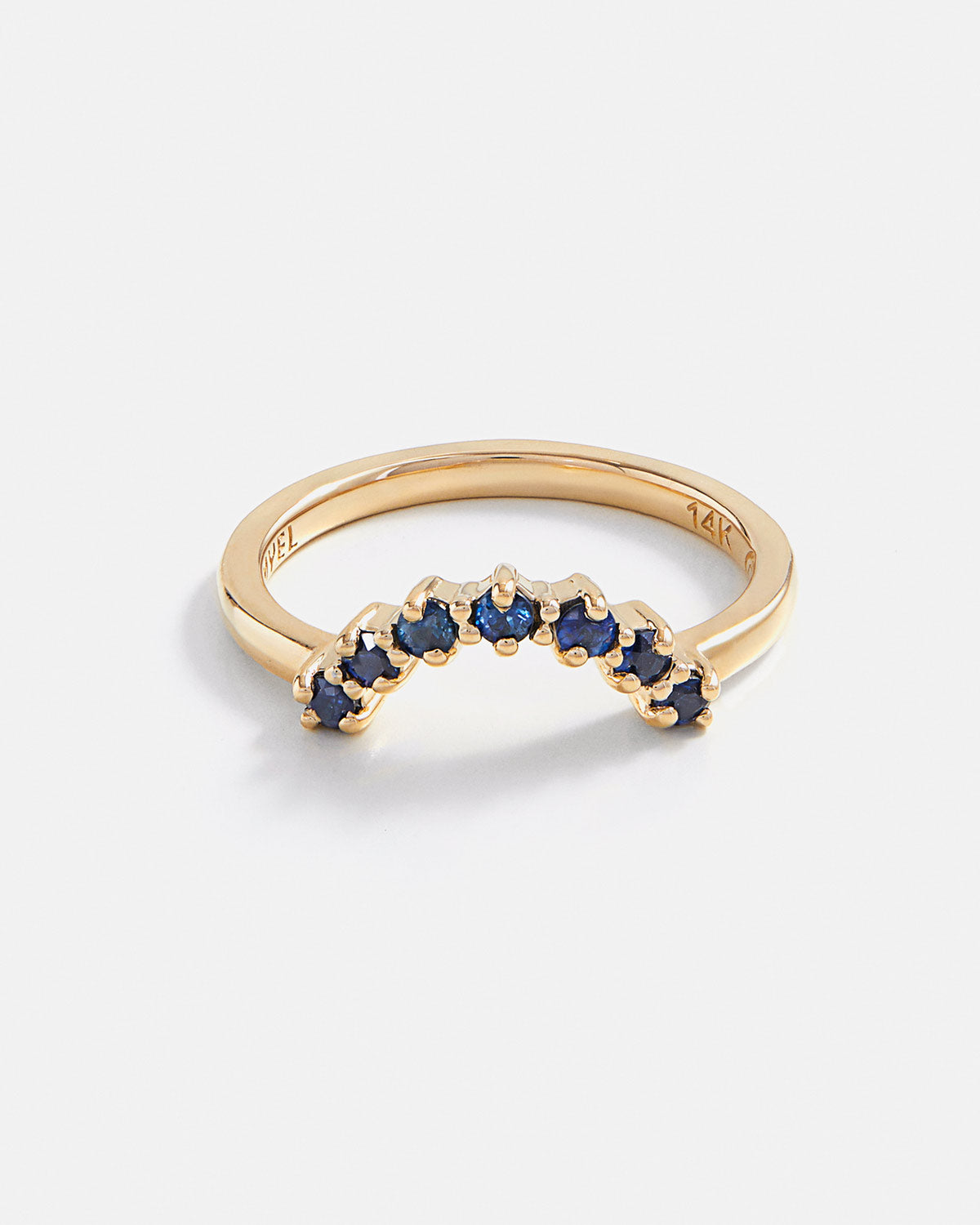 Wave band in 14k Fairmined Yellow Gold with Australian Sapphires