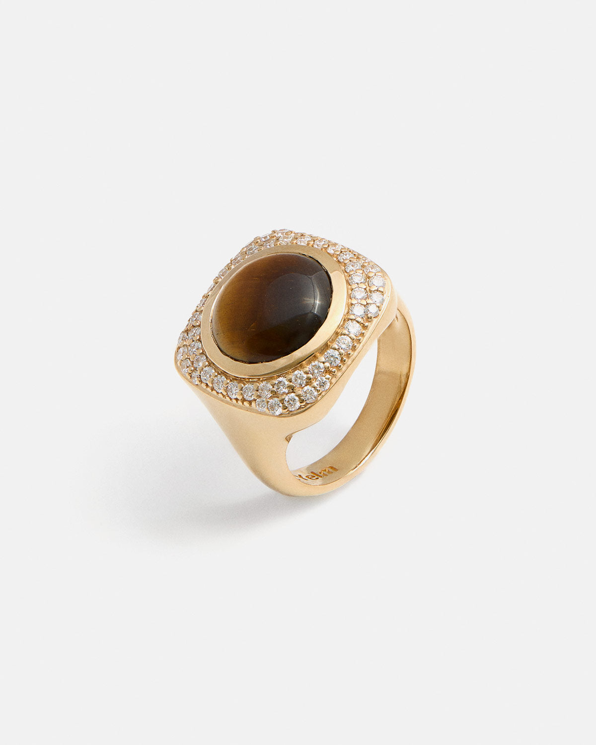 Doli Ring in 14k Yellow Gold with Tiger Eye Quartz and Lab-Grown Diamonds