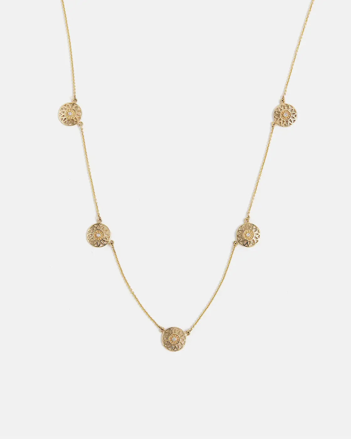 Helios Multi Discs Necklace in 14k Gold with lab grown Diamonds