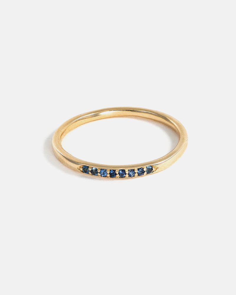 Stratura Wedding Ring in 14k Yellow Gold with Blue Spinels