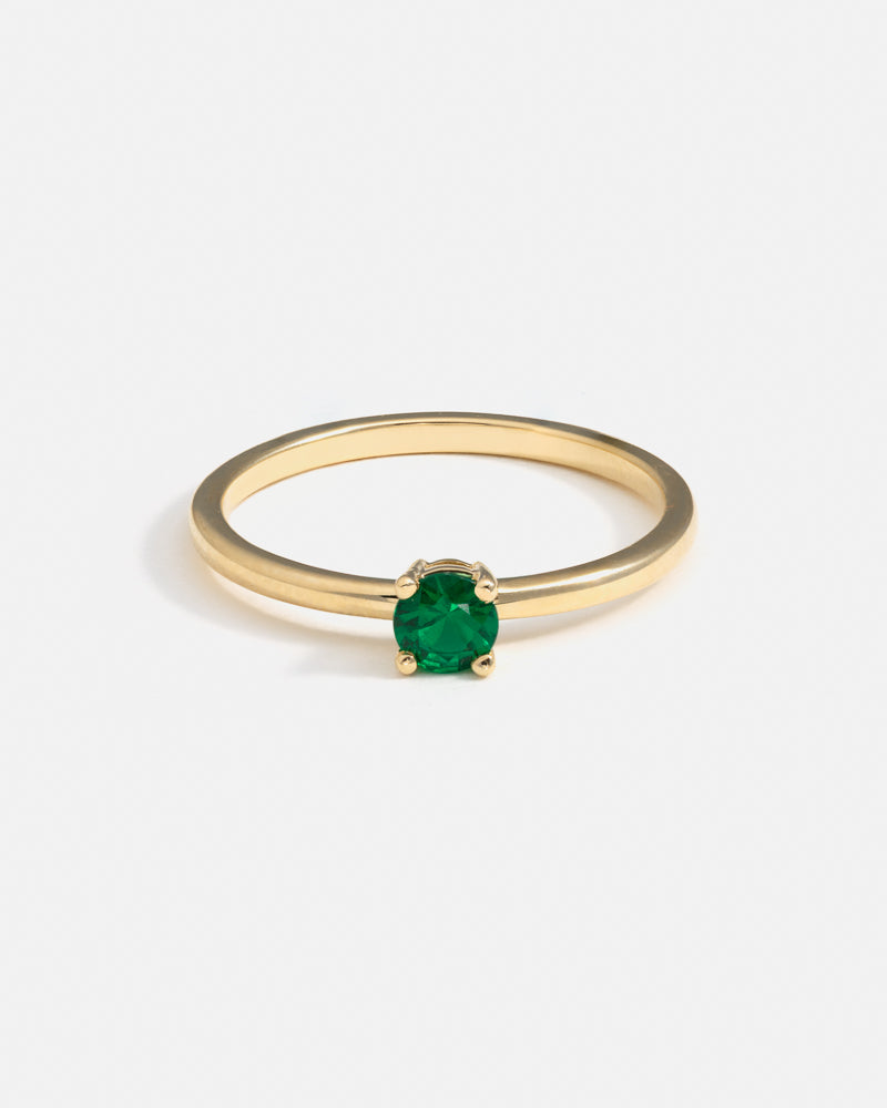 Solitaire Ring in Fairmined Gold and Pavé Ring in Gold with Brazilian Emeralds