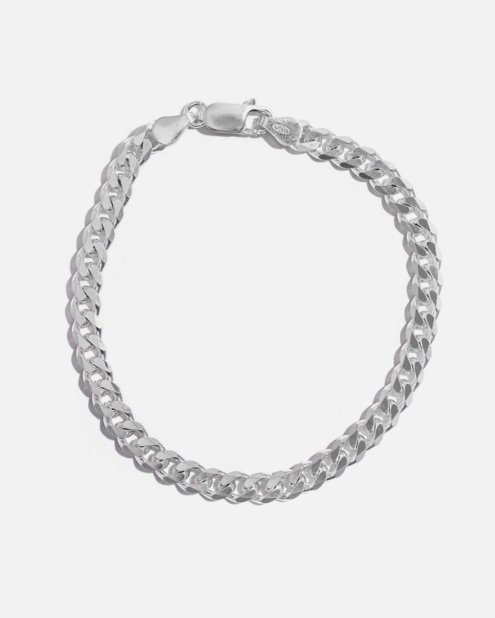 Large Curb Bracelet in Silver 5.5mm