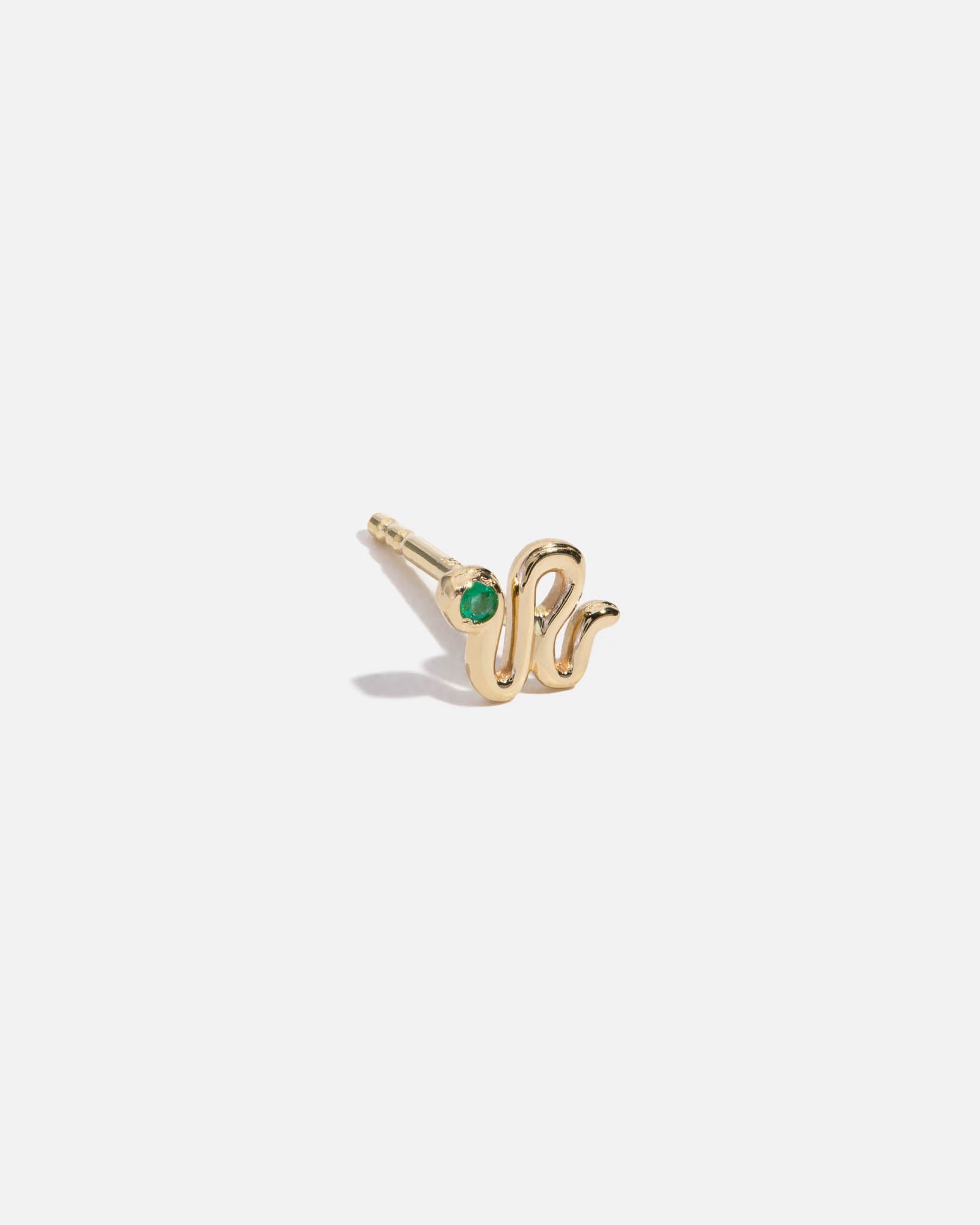 Snake Earring in 14k Yellow Gold with a Brazilian Emerald
