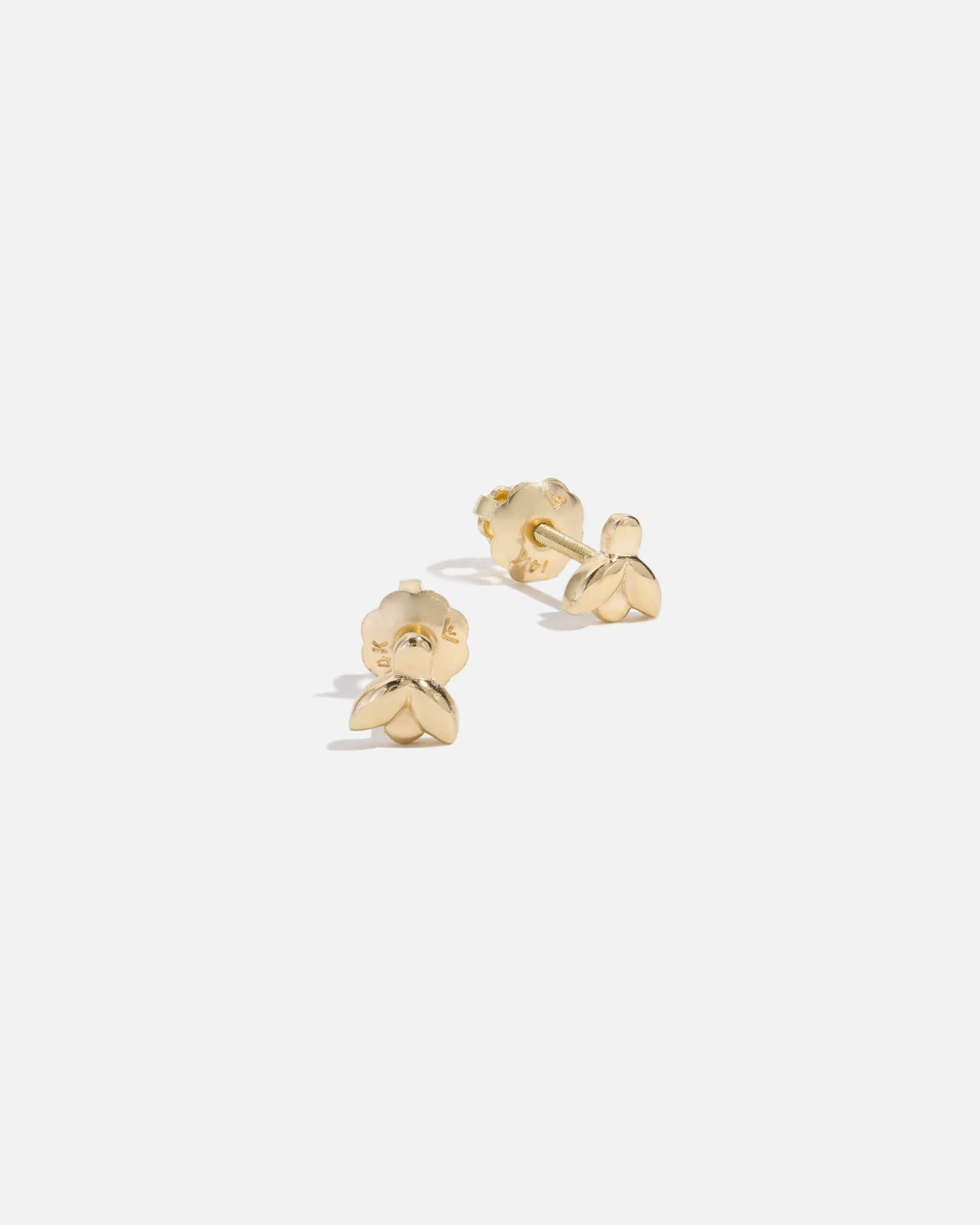 Mini Bee Earrings in Yellow Gold for Children
