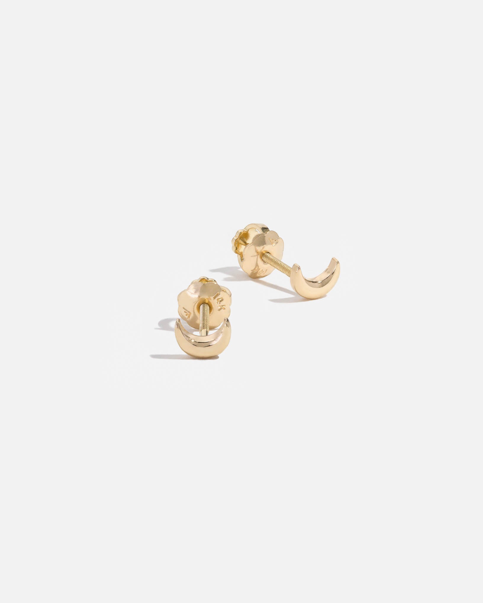 Mini Moon Earrings in 14k Yellow Gold for Children
