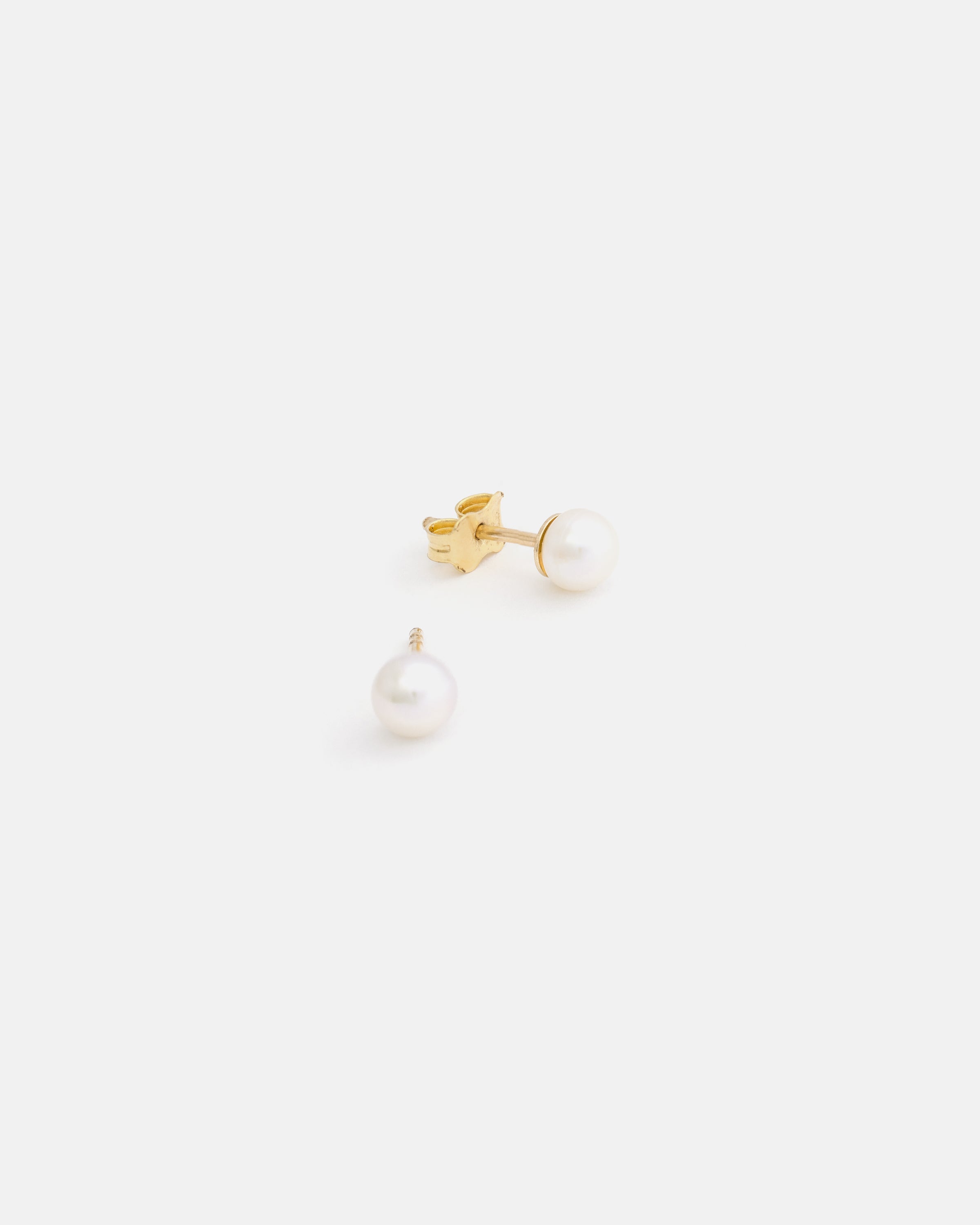 Classic White Pearl Earrings in Yellow Gold