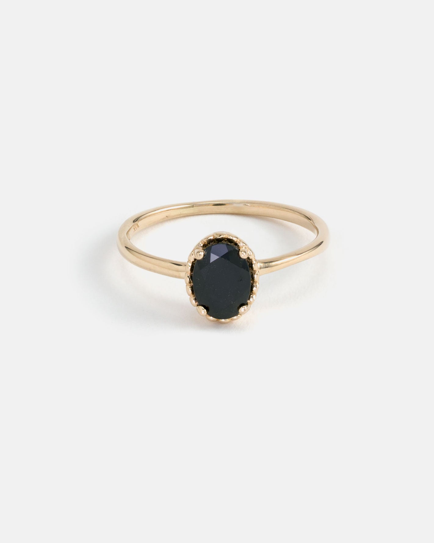 Oval Galatée Ring in 14k Yellow Gold with Black Spinel
