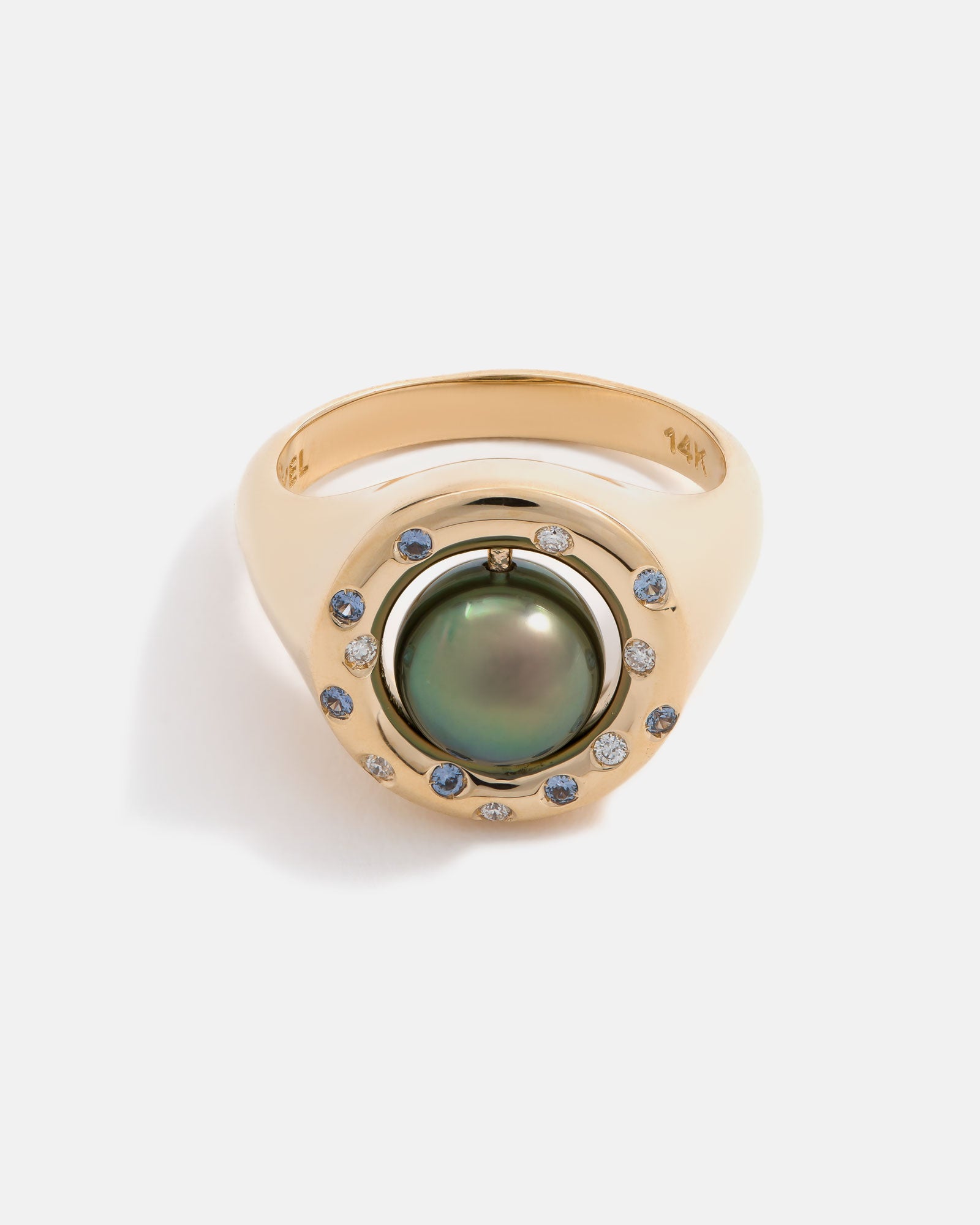 Celeste Ring in Fairmined Gold with Tahitian Pearl