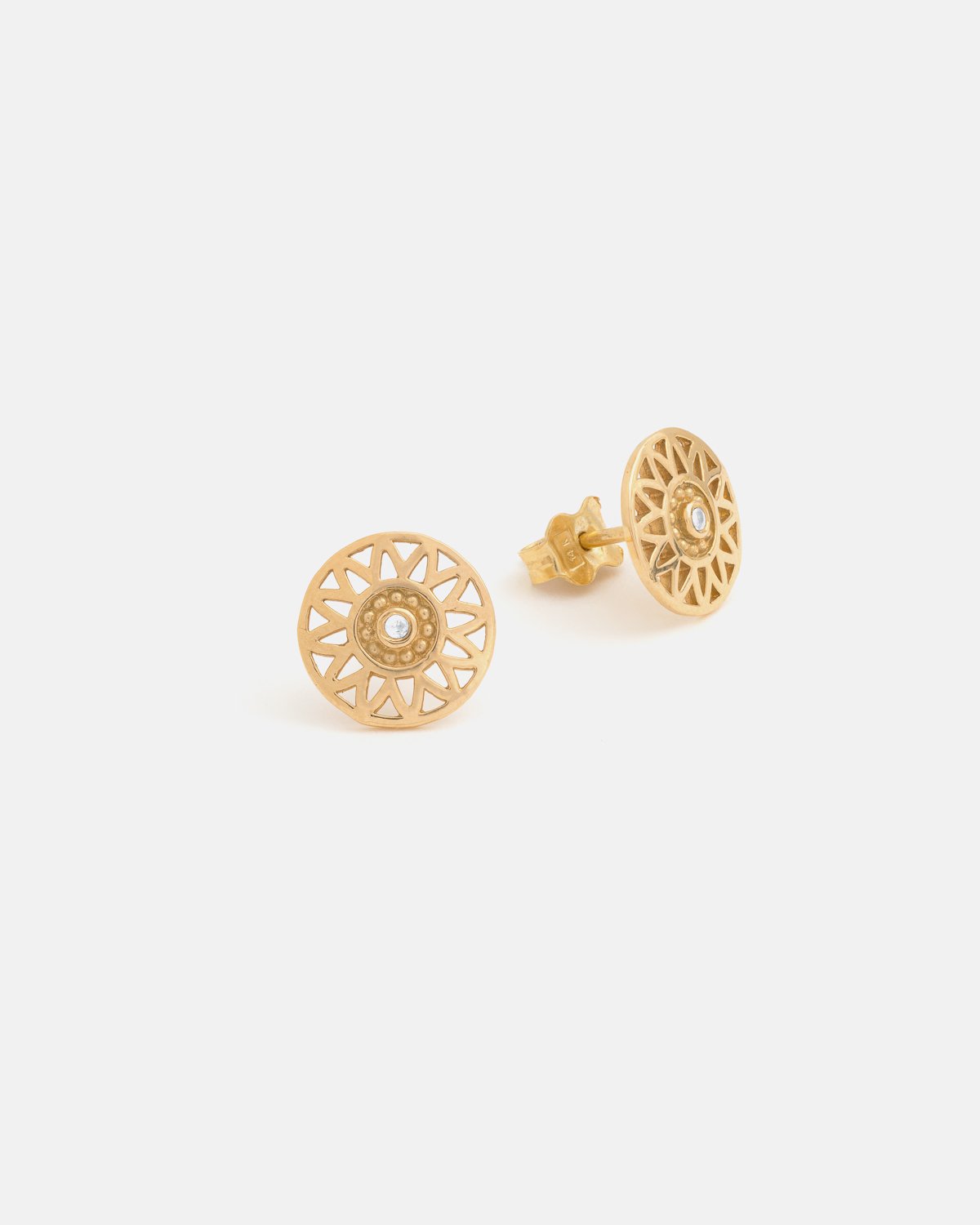 Helios Earrings in Yellow Gold with a Diamond