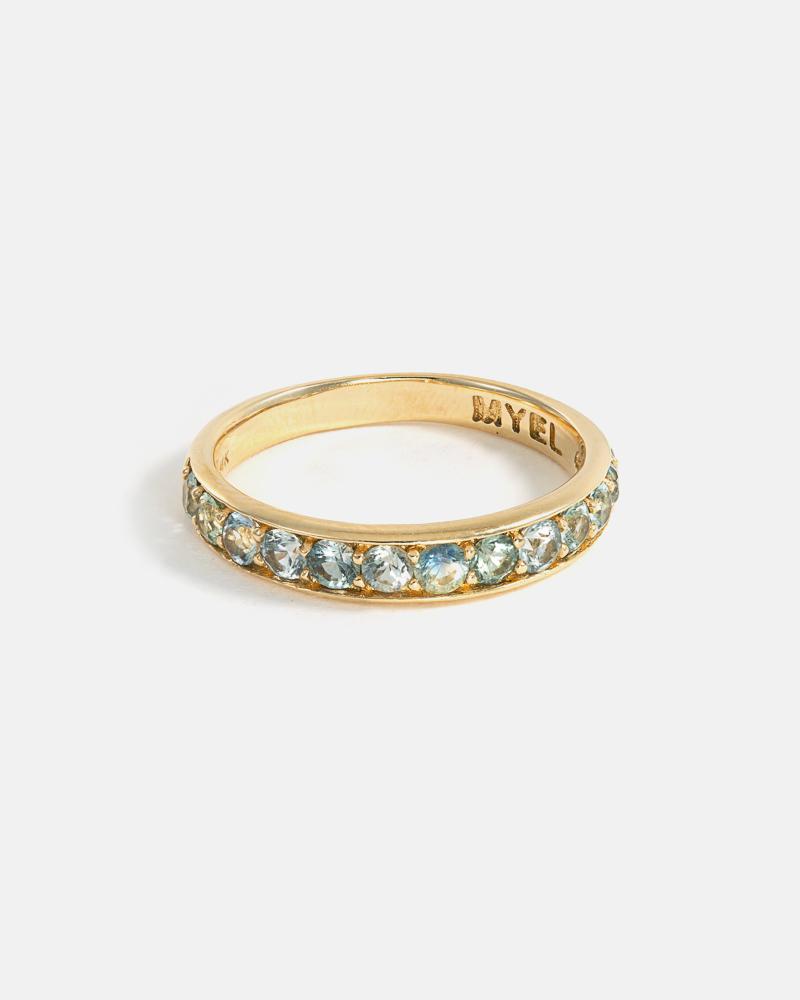 Marie Pavé Ring in 14k Yellow Gold with Montana Sapphires