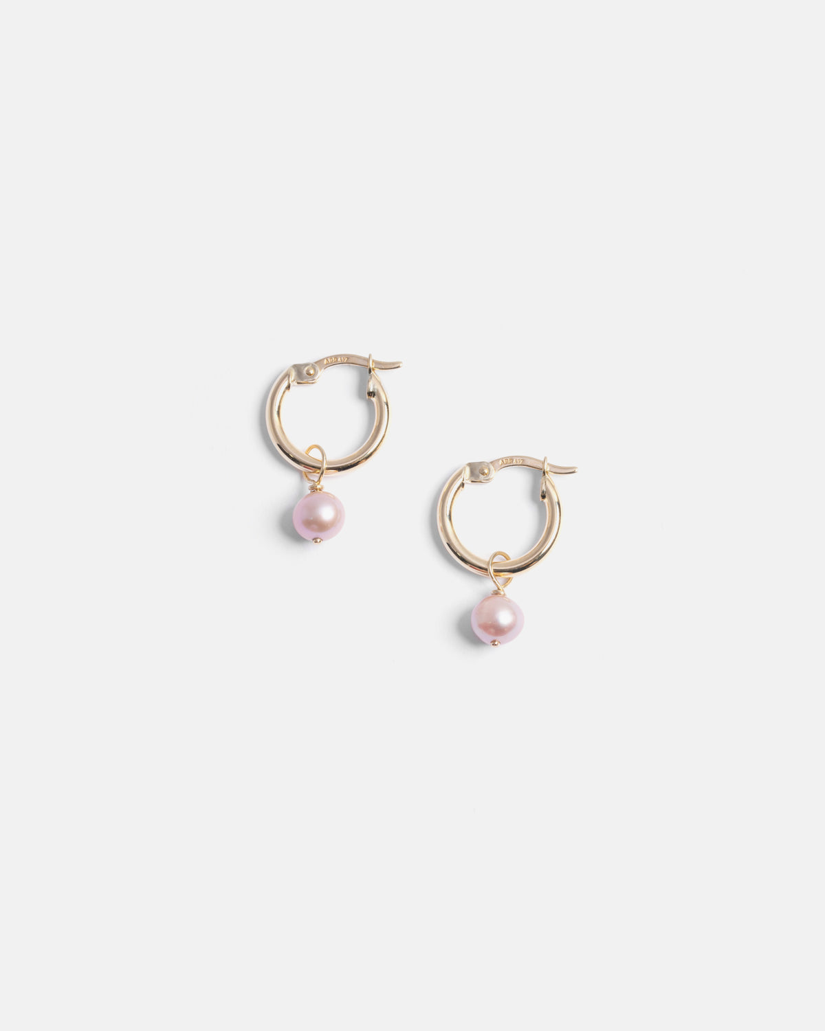 Pom-pom Hoops in Gold with Pink Pearls