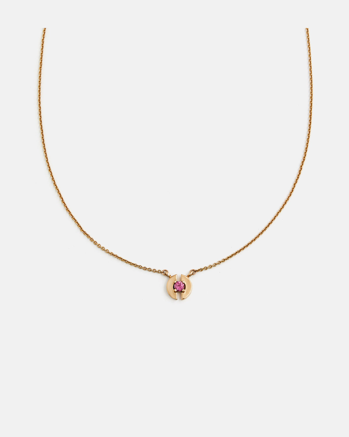 Stein Necklace in 14k Yellow Gold with Pink Tourmaline