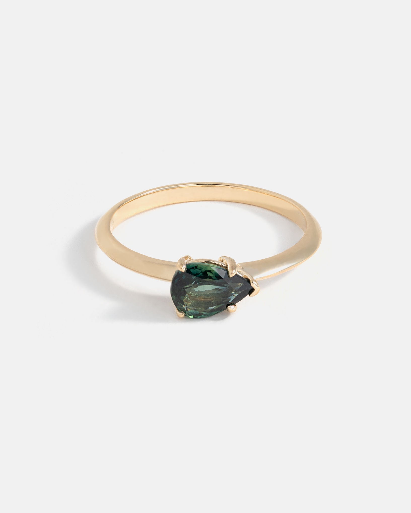 Pyrus Ring in 14k Fairmined Gold with Green Australian Sapphire