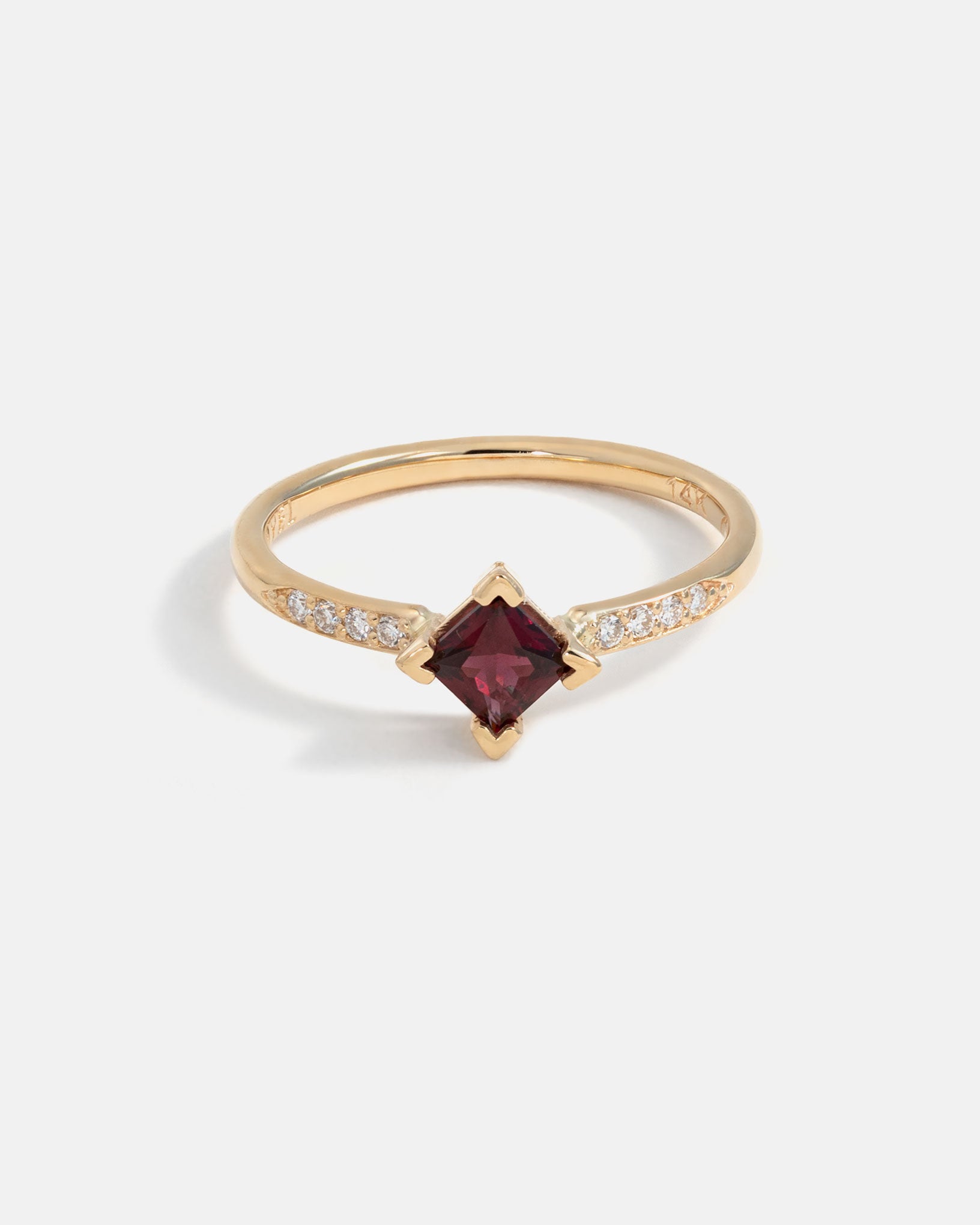 Harmony Ring in Fairmined Gold with Anthill Garnet and lab grown Diamonds