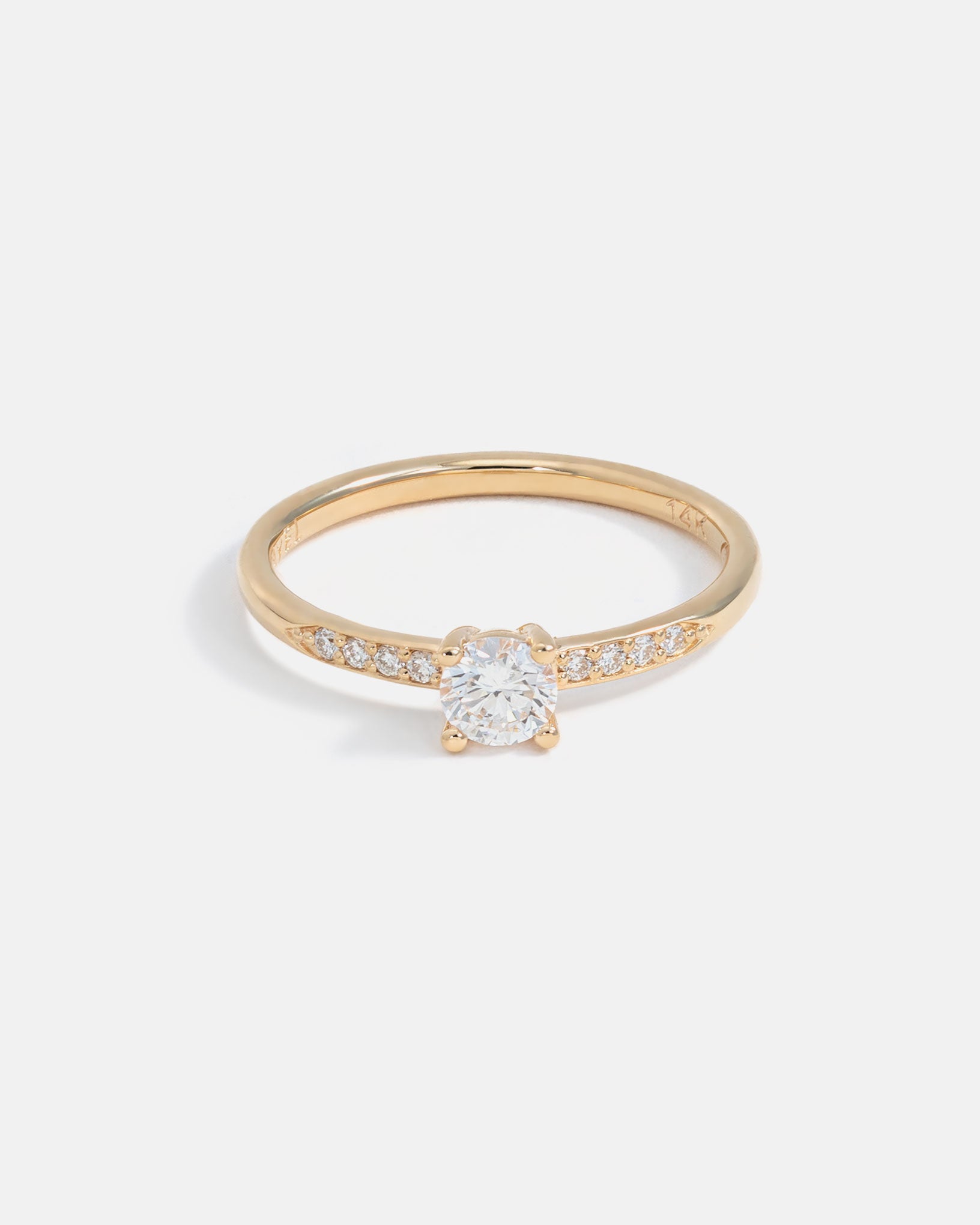 Solitaire Pavé Ring in 14k Fairmined Gold with Lab grown Diamonds